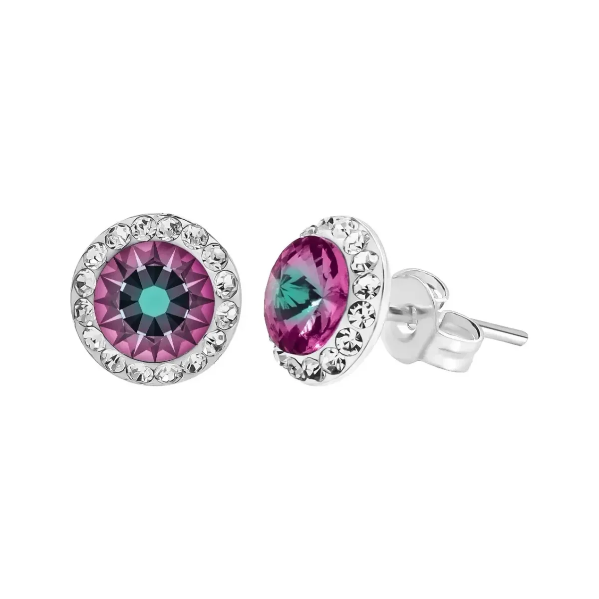 Conjunto Dije Aretes Plata 925 Zirconias Tornasol Mujer - Imagen 8