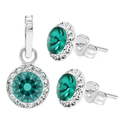 Conjunto Dije Aretes Plata 925 Zirconias Turquesa para Mujer - Imagen 1