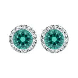 Conjunto Dije Aretes Plata 925 Zirconias Turquesa para Mujer - Imagen 3