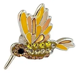 Conjunto Dije Colibrí Plata 925 con Zirconia Amarilla y Cadena Eslabón - Imagen 3