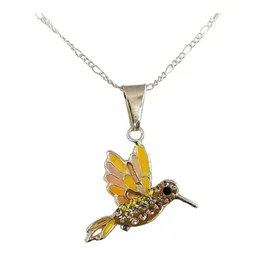 Conjunto Dije Colibrí Plata 925 con Zirconia Amarilla y Cadena Eslabón - Imagen 5