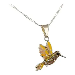 Conjunto Dije Colibrí Plata 925 con Zirconia Amarilla y Cadena Eslabón - Imagen 6