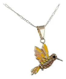 Conjunto Dije Colibrí Plata 925 con Zirconia Amarilla y Cadena Eslabón - Imagen 6
