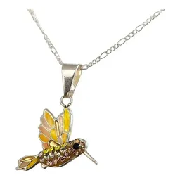 Conjunto Dije Colibrí Plata 925 con Zirconia Amarilla y Cadena Eslabón - Imagen 7