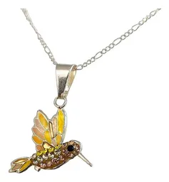 Conjunto Dije Colibrí Plata 925 con Zirconia Amarilla y Cadena Eslabón - Imagen 7