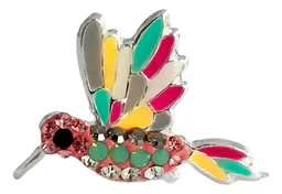 Conjunto Dije Colibrí Plata 925 Zirconia Fucsia con Cadena - Imagen 2