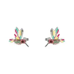 Conjunto Dije Colibrí Plata 925 Zirconia Fucsia con Cadena - Imagen 3