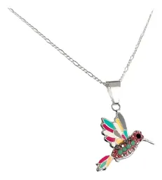 Conjunto Dije Colibrí Plata 925 Zirconia Fucsia con Cadena - Imagen 7
