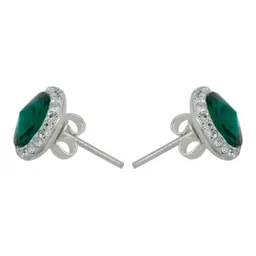Conjunto Dije Collar Aretes Plata .925 con Cristal Verde para Mujer - Imagen 4