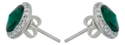 Conjunto Dije Collar Aretes Plata .925 con Cristal Verde para Mujer - Imagen 4