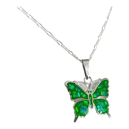 Conjunto Dije Mariposa Plata 925 con Zirconia Verde y Cadena - Imagen 5