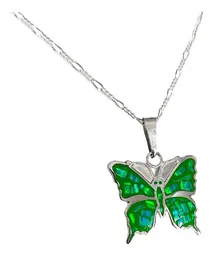 Conjunto Dije Mariposa Plata 925 con Zirconia Verde y Cadena - Imagen 5