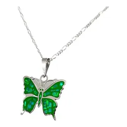 Conjunto Dije Mariposa Plata 925 con Zirconia Verde y Cadena - Imagen 6