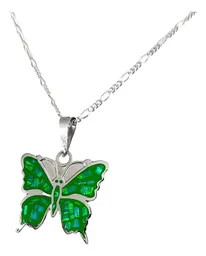 Conjunto Dije Mariposa Plata 925 con Zirconia Verde y Cadena - Imagen 6