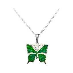 Conjunto Dije Mariposa Plata 925 con Zirconia Verde y Cadena - Imagen 7