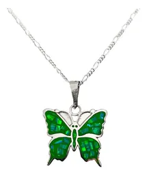 Conjunto Dije Mariposa Plata 925 con Zirconia Verde y Cadena - Imagen 7