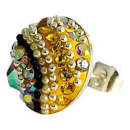 Conjunto Dije Pavo Real Plata 925 Zirconia Amarilla con Cadena - Imagen 3