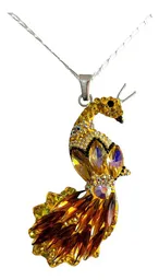 Conjunto Dije Pavo Real Plata 925 Zirconia Amarilla con Cadena - Imagen 6