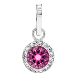 Conjunto Dije y Aretes Plata Ley .925 Cristal Fucsia Artesanal - Imagen 3