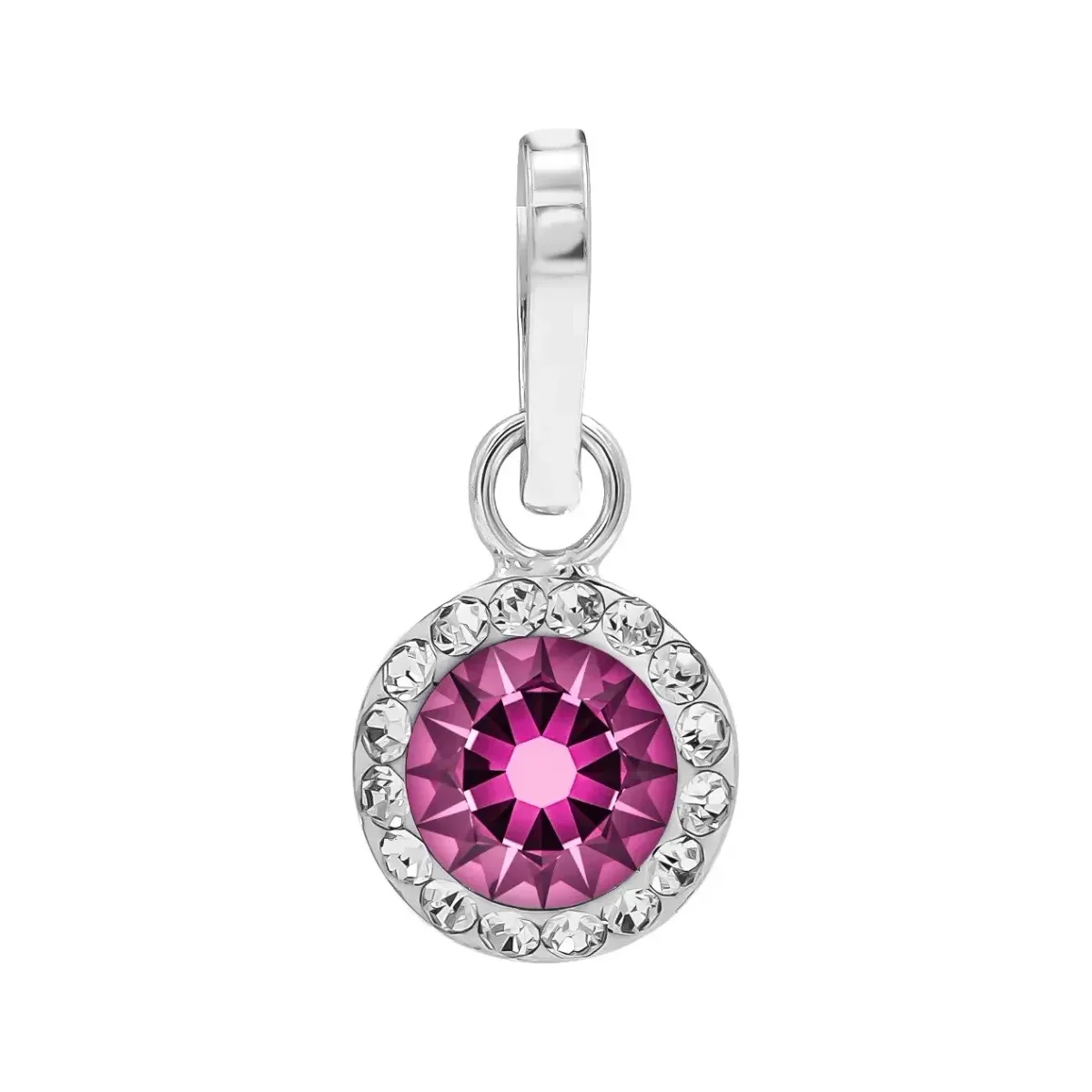Conjunto Dije y Aretes Plata Ley .925 Zirconia Fucsia Artesanal - Imagen 3