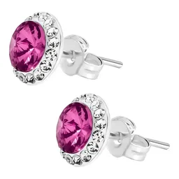 Conjunto Dije y Aretes Plata Ley .925 Cristal Fucsia Artesanal - Imagen 6