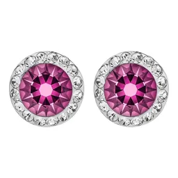 Conjunto Dije y Aretes Plata Ley .925 Cristal Fucsia Artesanal - Imagen 7