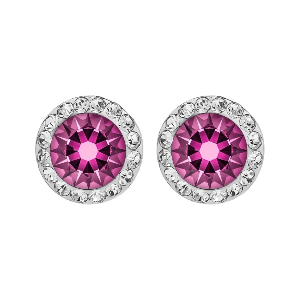 Conjunto Dije y Aretes Plata Ley .925 Zirconia Fucsia Artesanal - Imagen 7