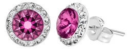 Conjunto Dije y Aretes Plata Ley .925 Zirconia Fucsia Artesanal - Imagen 8