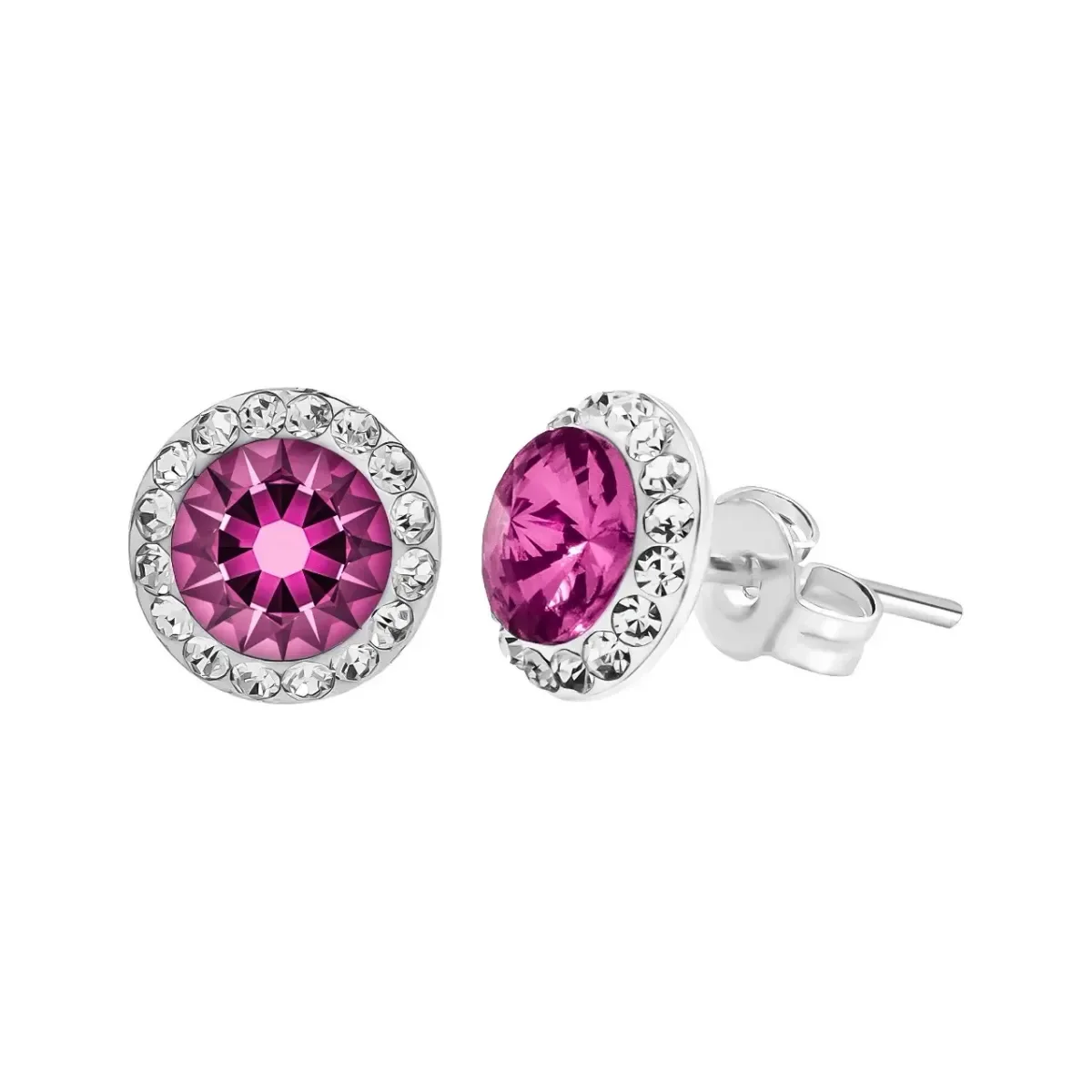 Conjunto Dije y Aretes Plata Ley .925 Zirconia Fucsia Artesanal - Imagen 8