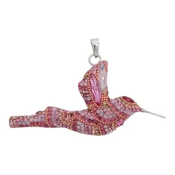 Conjunto Dije y Cadena Colibrí Plata .925 Piedrería Multicolor - Imagen 2