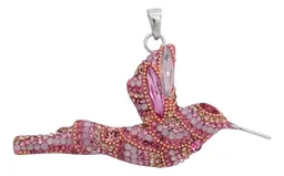 Conjunto Dije y Cadena Colibrí Plata .925 Piedrería Multicolor - Imagen 2