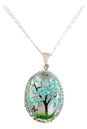 Conjunto Dije y Cadena Plata 925 Árbol de la Vida Oval Zirconia Celeste - Imagen 5