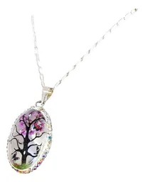 Conjunto Dije y Cadena Plata 925 Árbol de la Vida Oval Zirconia Morada - Imagen 4
