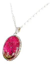 Conjunto Dije y Cadena Plata 925 Árbol de la Vida Ovalado Zirconia Rosa - Imagen 3