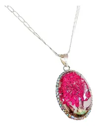 Conjunto Dije y Cadena Plata 925 Árbol de la Vida Ovalado Zirconia Rosa - Imagen 4