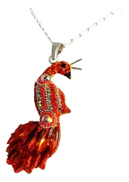 Conjunto Pavo Real Plata .925 con Zirconia Naranja 44cm - Imagen 5
