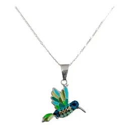 Conjunto Plata 925 Colibrí Zirconia Verde con Cadena - Imagen 2