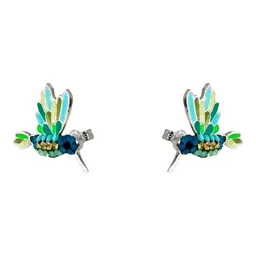 Conjunto Plata 925 Colibrí Zirconia Verde con Cadena - Imagen 5