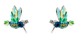 Conjunto Plata 925 Colibrí Zirconia Verde con Cadena - Imagen 5