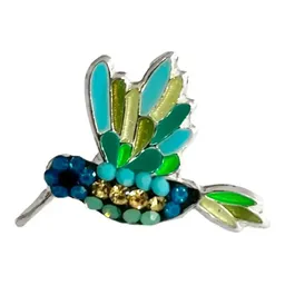 Conjunto Plata 925 Colibrí Zirconia Verde con Cadena - Imagen 6