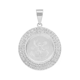 Dije Ángel Centenario Doble Halo Plata .999 con Zirconia - Imagen 1