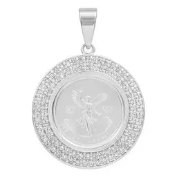 Dije Ángel Centenario Doble Halo Plata .999 con Zirconia - Imagen 1