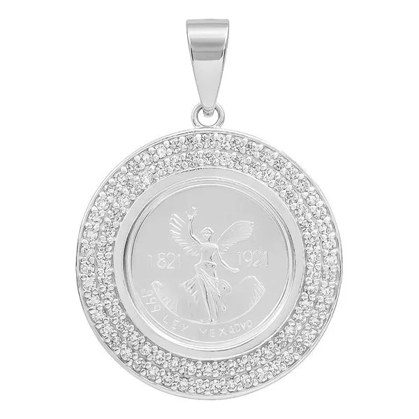 Dije Ángel Centenario Doble Halo Plata .999 con Zirconia - Imagen 1
