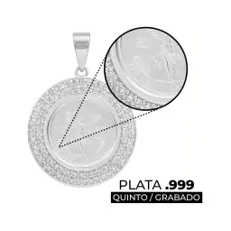 Dije Ángel Centenario Doble Halo Plata .999 con Zirconia - Imagen 3