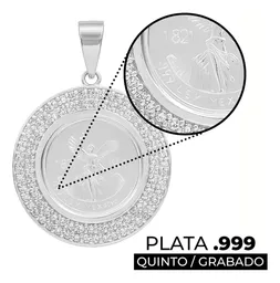 Dije Ángel Centenario Doble Halo Plata .999 con Zirconia - Imagen 3