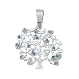 Dije Árbol de la Vida Corazones Plata 925 Zirconia Multicolor - Imagen 1