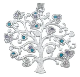 Dije Árbol de la Vida Corazones Plata 925 Zirconia Multicolor - Imagen 2