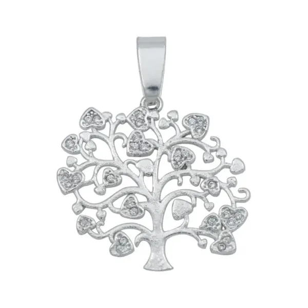 Dije Árbol de la Vida Plata 925 con Corazones y Zirconia - Imagen 1