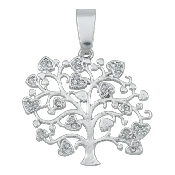 Dije Árbol de la Vida Plata 925 con Corazones y Zirconia - Imagen 1