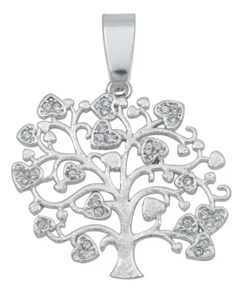 Dije Árbol de la Vida Plata 925 con Corazones y Zirconia - Imagen 1